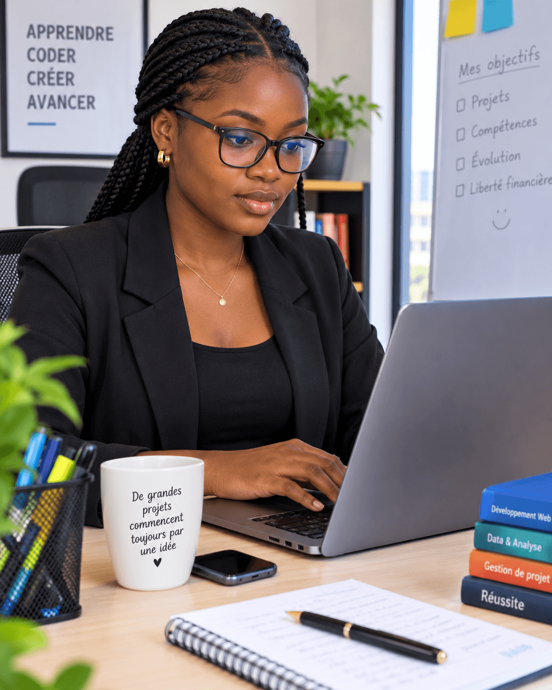 Une femme travaillant sur son ordinateur